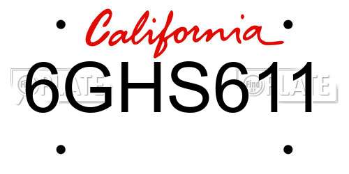 6GHS611 California License Plate