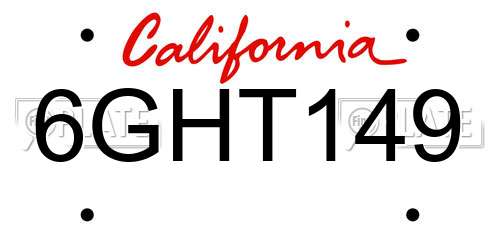 6GHT149 California License Plate