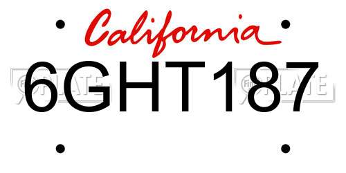 6GHT187 California License Plate