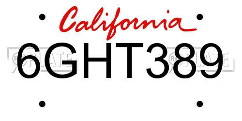 6GHT389 California License Plate