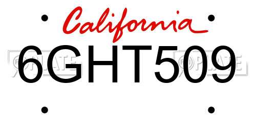6GHT509 California License Plate