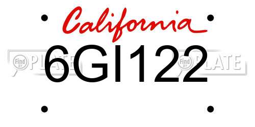 6GI122 California License Plate