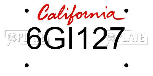 6GI127 California License Plate