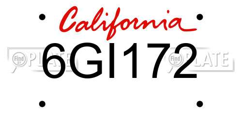 6GI172 California License Plate