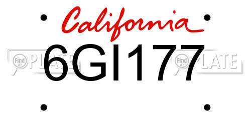 6GI177 California License Plate