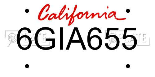 6GIA655 California License Plate