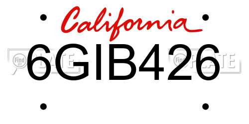 6GIB426 California License Plate