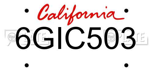 6GIC503 California License Plate