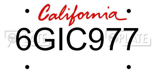 6GIC977 California License Plate