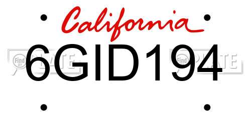 6GID194 California License Plate