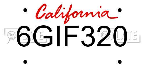 6GIF320 California License Plate