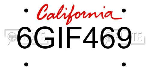 6GIF469 California License Plate