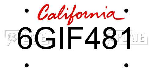 6GIF481 California License Plate