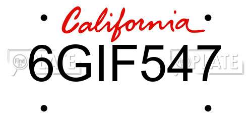 6GIF547 California License Plate