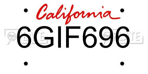 6GIF696 California License Plate