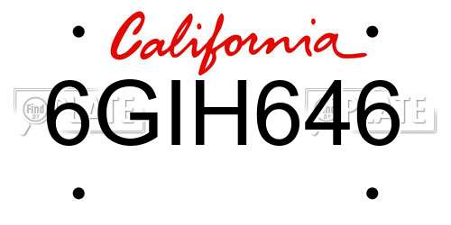 6GIH646 California License Plate