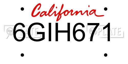 6GIH671 California License Plate