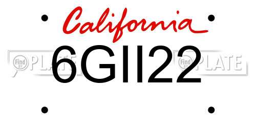 6GII22 California License Plate