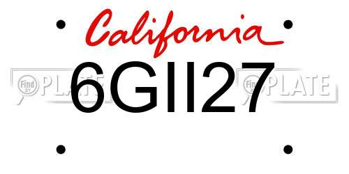 6GII27 California License Plate