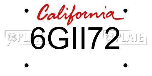 6GII72 California License Plate
