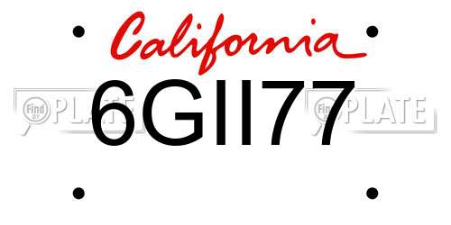 6GII77 California License Plate