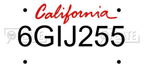 6GIJ255 California License Plate