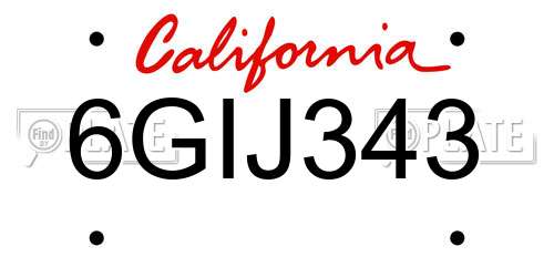 6GIJ343 California License Plate