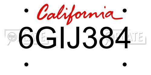6GIJ384 California License Plate