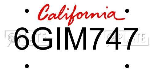 6GIM747 California License Plate