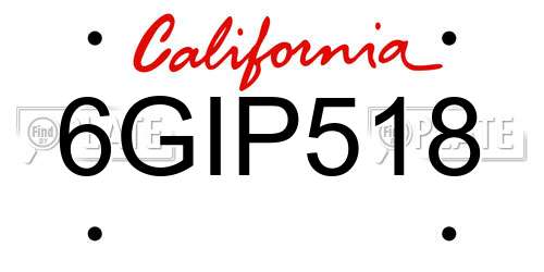 6GIP518 California License Plate