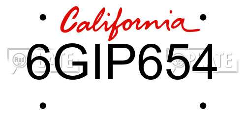 6GIP654 California License Plate
