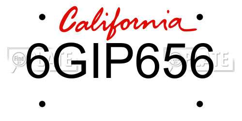 6GIP656 California License Plate