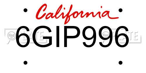 6GIP996 California License Plate