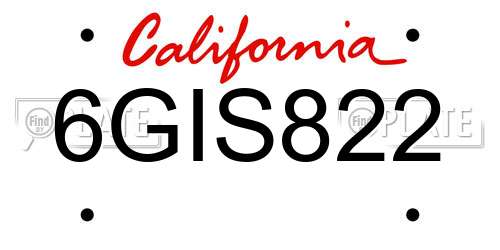 6GIS822 California License Plate
