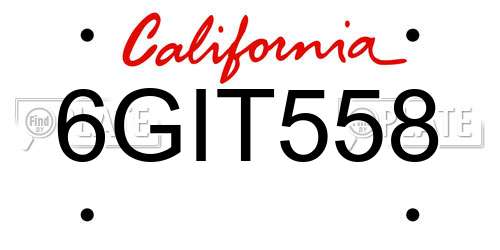 6GIT558 California License Plate