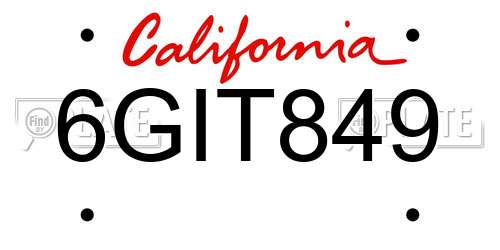 6GIT849 California License Plate