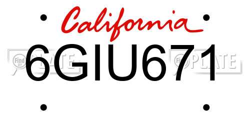 6GIU671 California License Plate