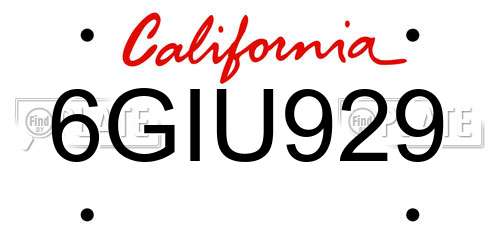6GIU929 California License Plate