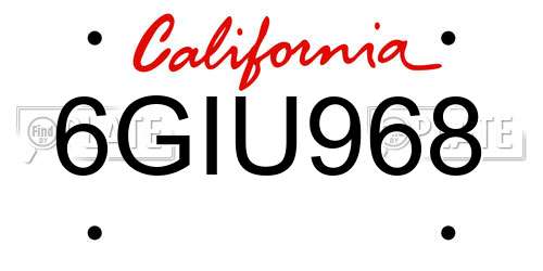 6GIU968 California License Plate