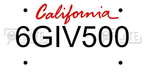 6GIV500 California License Plate