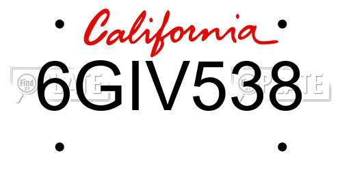 6GIV538 California License Plate