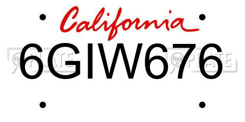 6GIW676 California License Plate