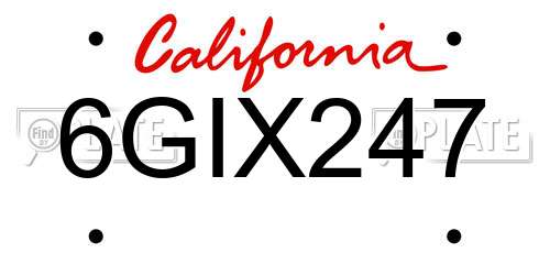6GIX247 California License Plate