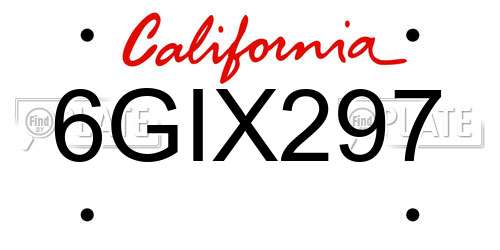 6GIX297 California License Plate