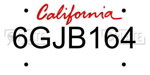 6GJB164 California License Plate