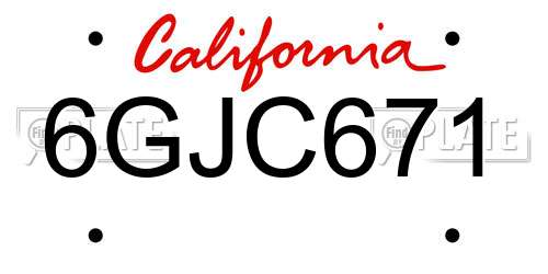 6GJC671 California License Plate