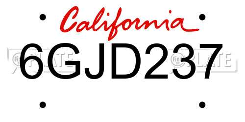 6GJD237 California License Plate