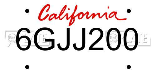 6GJJ200 California License Plate