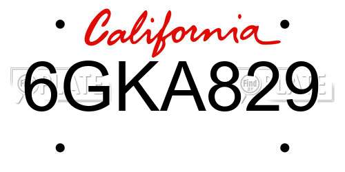 6GKA829 California License Plate