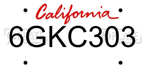 6GKC303 California License Plate